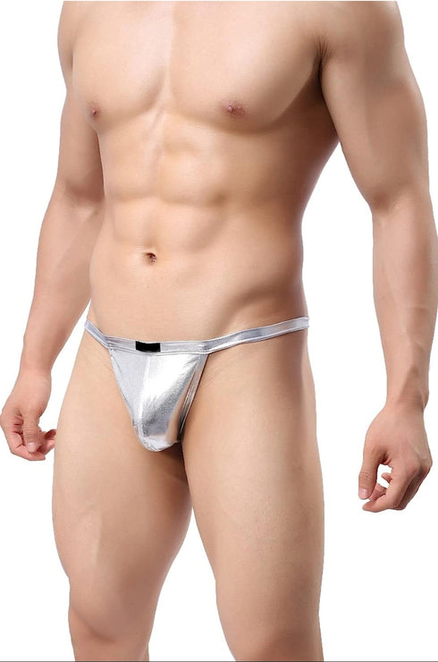 Men's Sexy Silver G-String Underwear, Dynamic Look, Microfiber, Romantic & Everyday Use