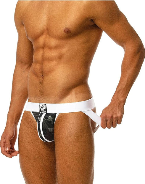 Men's BS White Football supporter Jockstrap Underwear