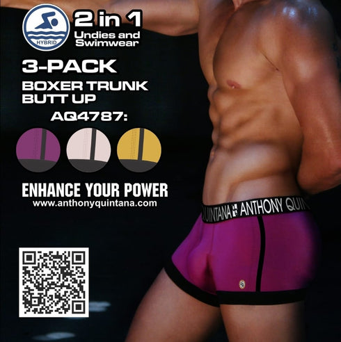 Anthony Quintana Butts Up Trunk Boxer Briefs – Men’s Butt Enhancer Underwear 3 Pack – AQ4787 | Calzoncillos Trunk Levantacola para Hombre – Pack de 3 – AQ4787