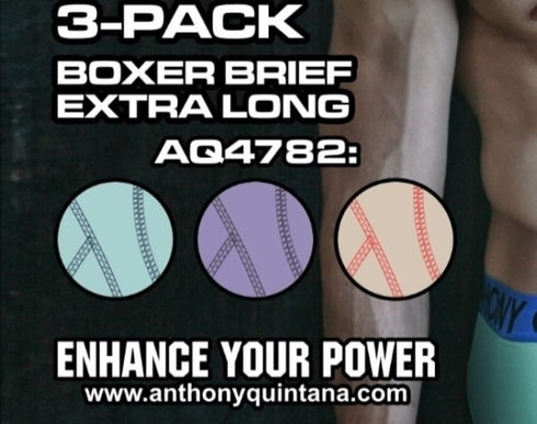Anthony Quintana Men’s Hybrid Collection Extra Long Sporty Boxer Briefs – 3 Pack AQ4782 | Calzoncillos Deportivos Hombre Estilo Largo – Pack de 3 AQ4782