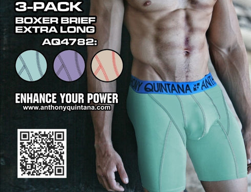 Anthony Quintana Men’s Hybrid Collection Extra Long Sporty Boxer Briefs – 3 Pack AQ4782 | Calzoncillos Deportivos Hombre Estilo Largo – Pack de 3 AQ4782