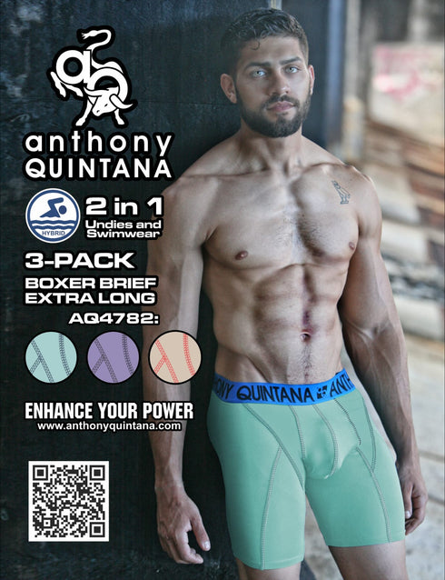 Anthony Quintana Men’s Hybrid Collection Extra Long Sporty Boxer Briefs – 3 Pack AQ4782 | Calzoncillos Deportivos Hombre Estilo Largo – Pack de 3 AQ4782
