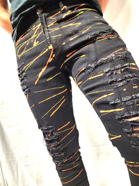 Men's Colour  YL Hand Painted  Skinny Fit Stretch Jean