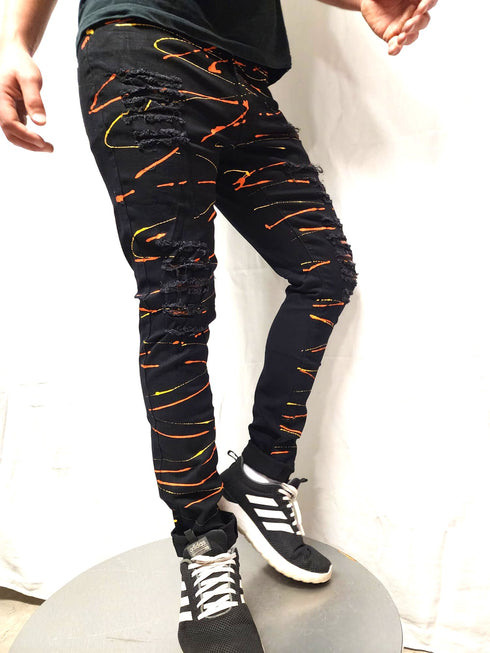 Men's Colour  YL Hand Painted  Skinny Fit Stretch Jean