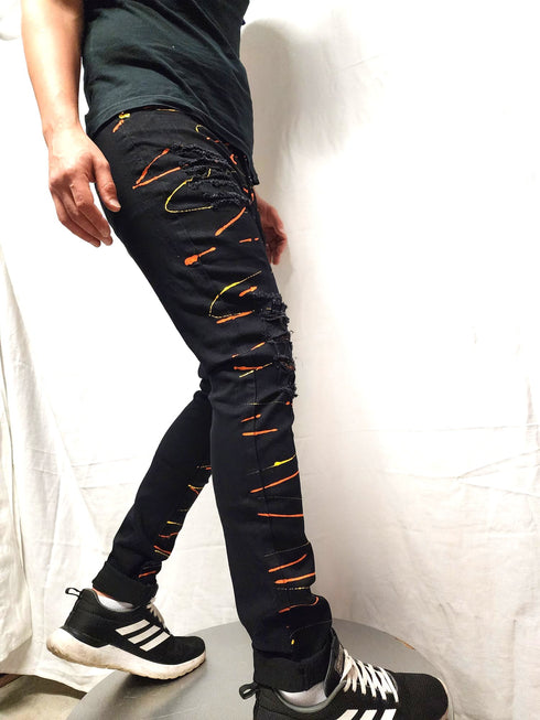 Men's Colour  YL Hand Painted  Skinny Fit Stretch Jean
