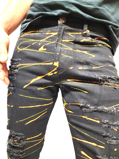 Men's Colour  YL Hand Painted  Skinny Fit Stretch Jean