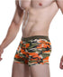 Camouflage Orange Soft Bamboo Hot Pants Sexy Enhancer Boxer Brief Underwear, Breathable, with Enhancer front pouch ONE PACK