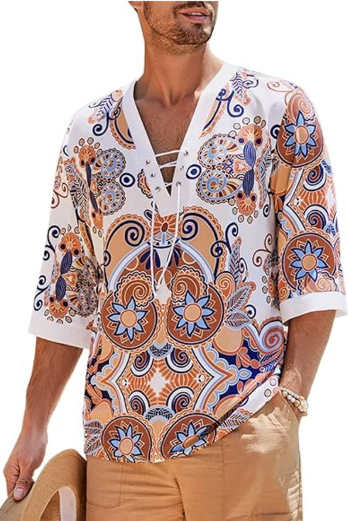 Men's Athletic Gippsy V Neck middle Sleeve Shirt