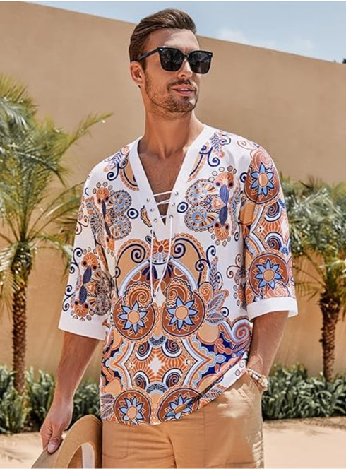 Men's Athletic Gippsy V Neck middle Sleeve Shirt