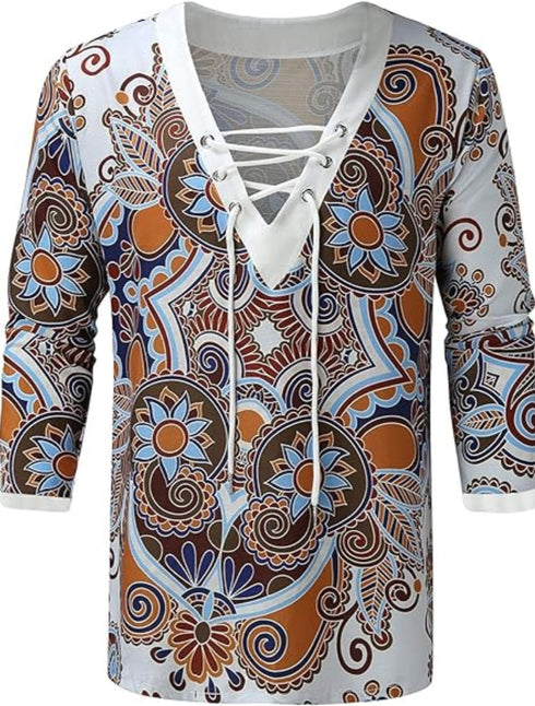 Men's Athletic Gippsy V Neck middle Sleeve Shirt