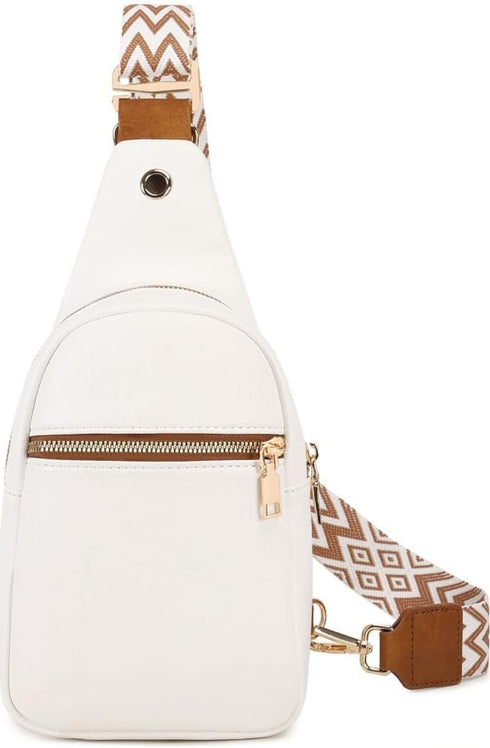 Unisex Trendy Crossbody Fashion Shoulder Sling Bag / Backpack Bone White