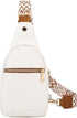 Unisex Trendy Crossbody Fashion Shoulder Sling Bag / Backpack Bone White