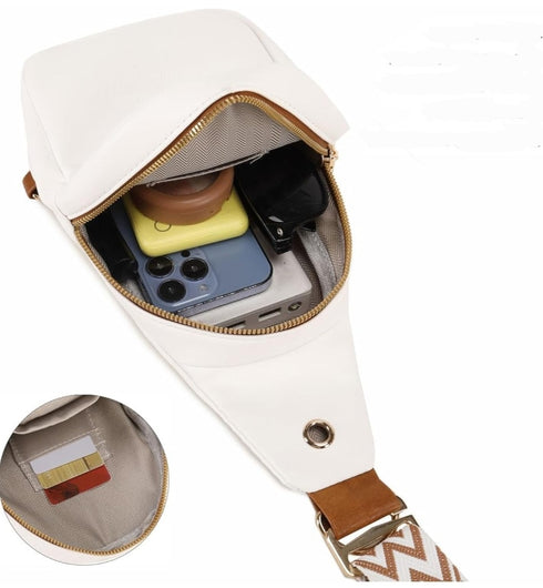 Unisex Trendy Crossbody Fashion Shoulder Sling Bag / Backpack Bone White