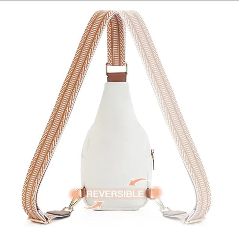 Unisex Trendy Crossbody Fashion Shoulder Sling Bag / Backpack Bone White