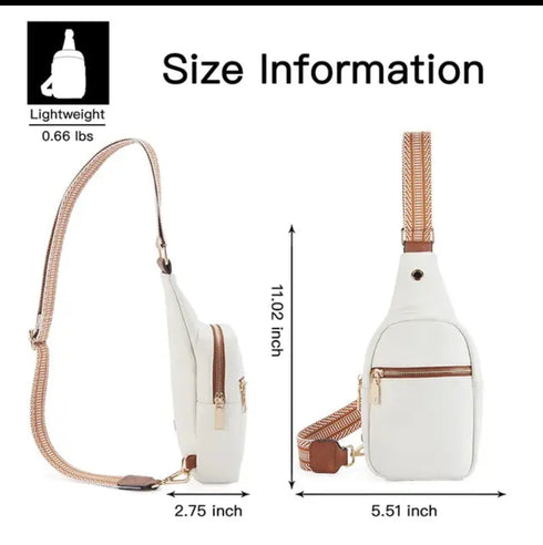 Unisex Trendy Crossbody Fashion Shoulder Sling Bag / Backpack Bone White