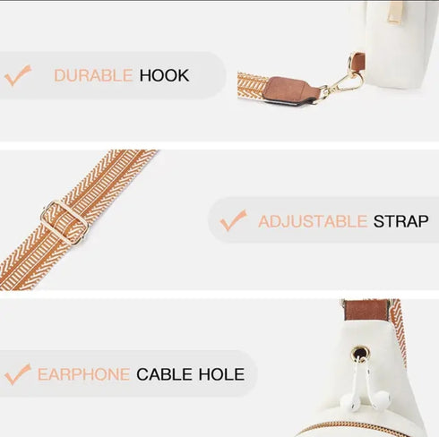 Unisex Trendy Crossbody Fashion Shoulder Sling Bag / Backpack Bone White