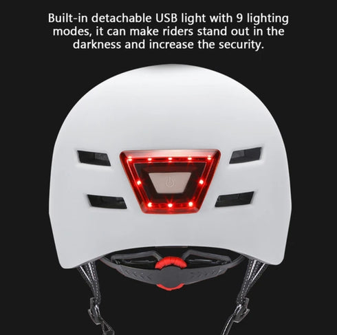 Smart White Helmet with front and back lights