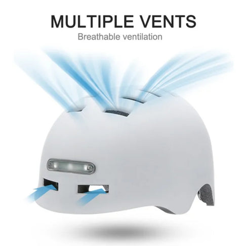 Smart White Helmet with front and back lights