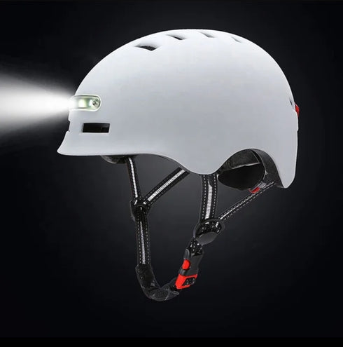 Smart White Helmet with front and back lights