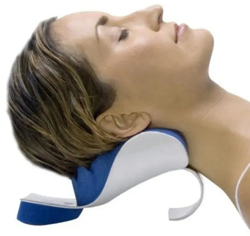 Support Pillow and Cervical Traction Device for Spine Alignment with mask and ear sticks for noise reduction