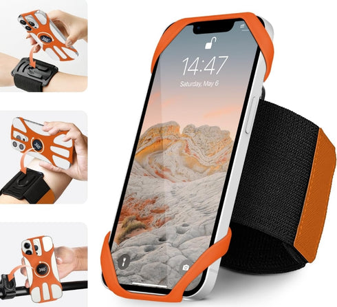 3 in 1 Running Phone Holder – Armband, Wrist Holder and Bike Mount, 360° Rotation and Detachable, Compatible with 4.5" to 7" Phones Empowered By Anthony Quintana