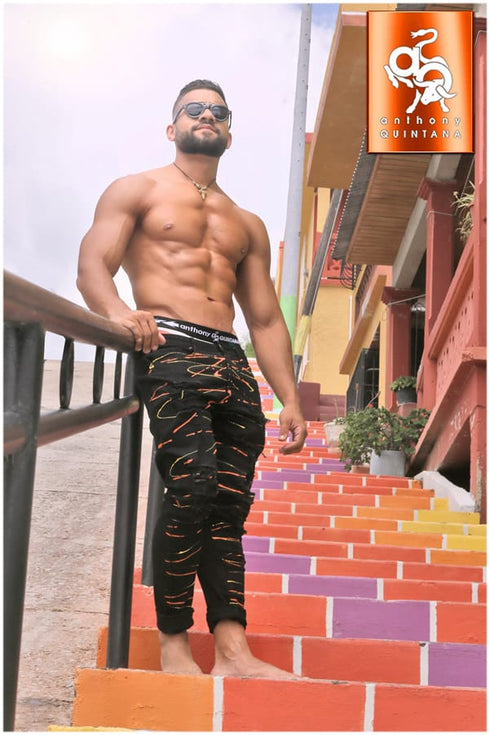 Men's Colour  YL Hand Painted  Skinny Fit Stretch Jean