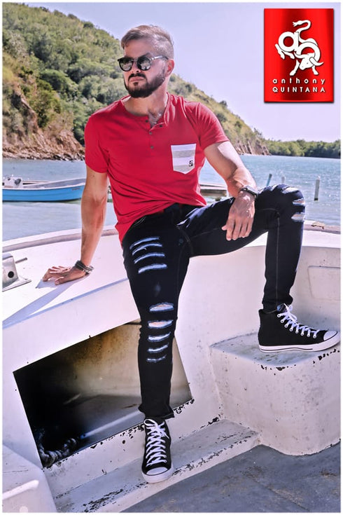 Men’s AQ Skinny Fit Ripped Stretch Jean "Harlem"