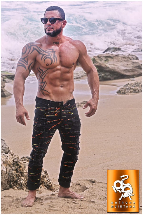 Men's Colour  YL Hand Painted  Skinny Fit Stretch Jean