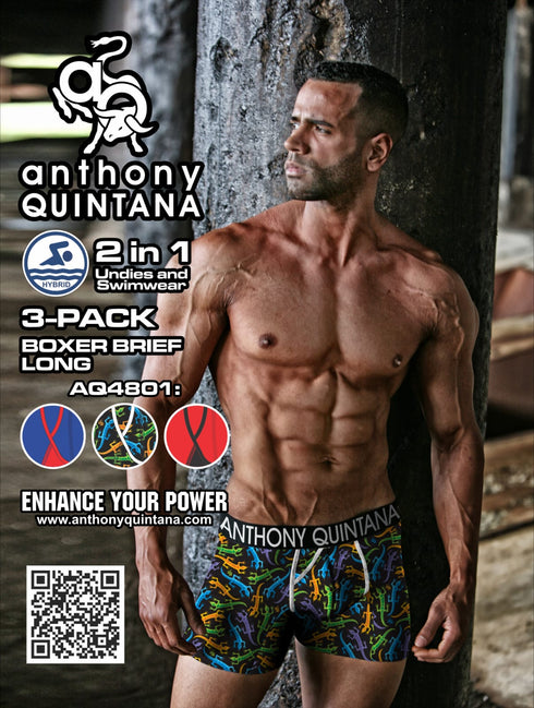 BOXER BRIEF LONG – Iguana Print Model AQ4801 | 3-Pack Assorted