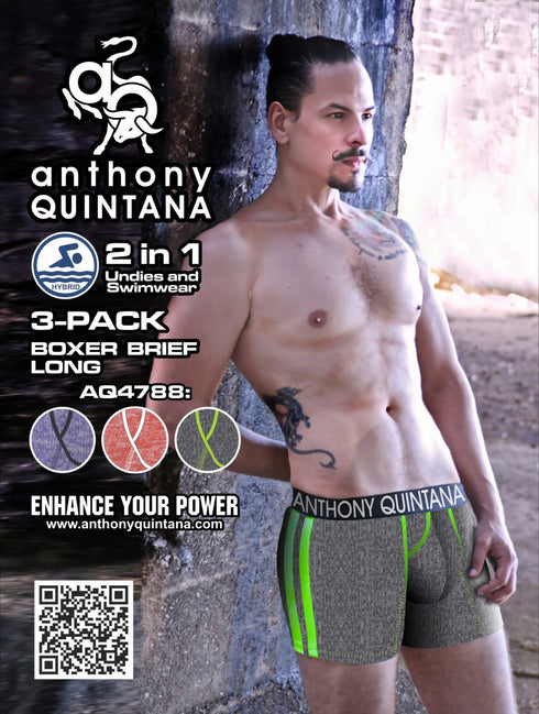 Men’s AQ4788 Hybrid Boxer Briefs – 3-Pack | Ultra-Soft Stretch Microfiber with Front Pouch Support / Boxers Tipo Briefs para Hombre – Pack de 3 | Microfibra Suave con Pouch Frontal de Soporte