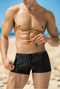 Men's Retro Hot pants Swimwear Full Back with front Zipper - Black