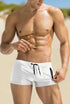 Men's Retro White Hot pants Swimwear Full Back with front Zipper - White