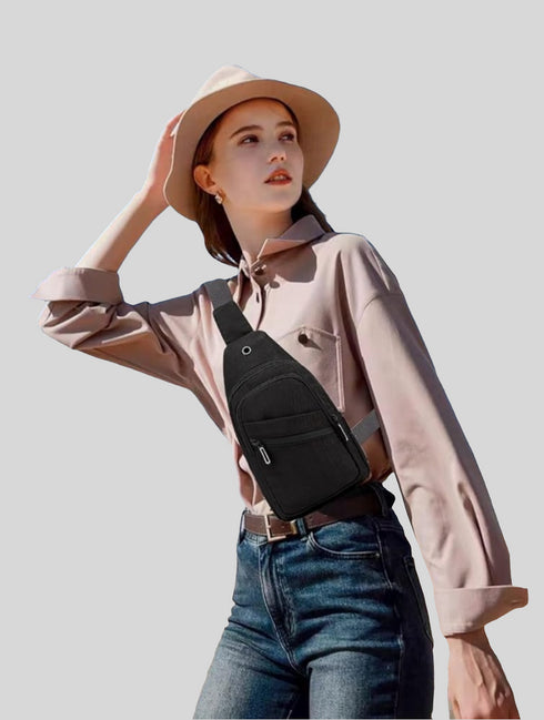 Trendy Fashion Shoulder Sling Bag / Backpack - Black