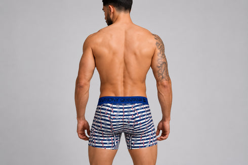 Men's AQ Hybrid Long Boxer Briefs Strips and Anchors Print – 3-Pack