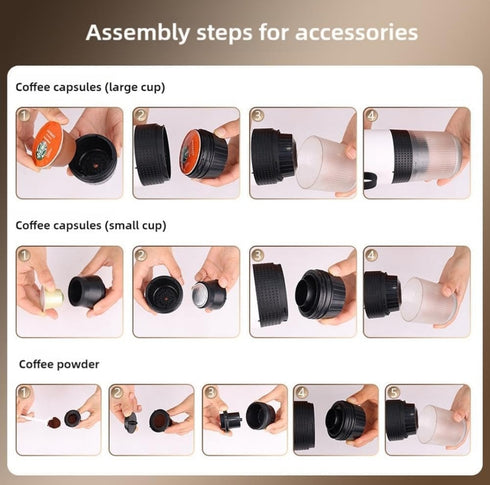 3 in 1 Multi Capsule coffee maker, Rechargeable, 60 shots per charge