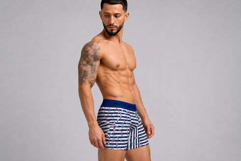 Men's AQ Hybrid Long Boxer Briefs Strips and Anchors Print – 3-Pack