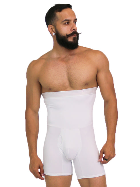 Men's AQ White Men High Quality Slimming Underwear Tummy Leg Complete Control High Waist Shaper Short Trunk