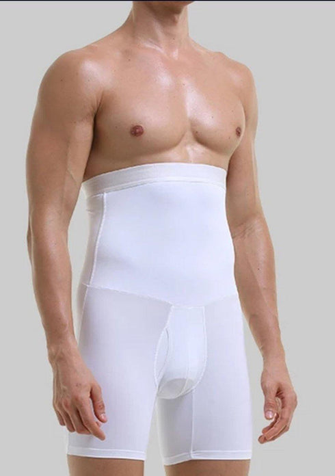 Men's AQ White Men High Quality Slimming Underwear Tummy Leg Complete Control High Waist Shaper Short Trunk
