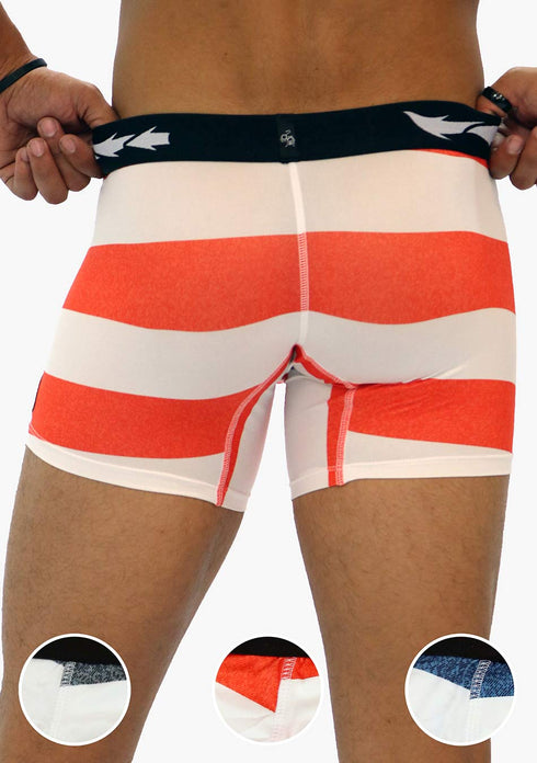 Men's AQ Hybrid Collection Boxer Long Briefs, Red & White Stripes – 3-Pack
