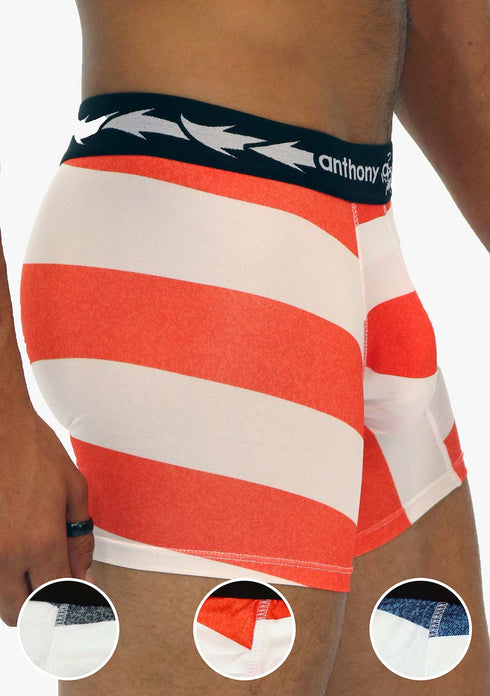 Men's AQ Hybrid Collection Boxer Long Briefs, Red & White Stripes – 3-Pack