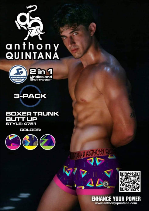 Men's Anthony Quintana Hybrid Collection Butts Up Trunk Boxer Briefs – 3-Pack