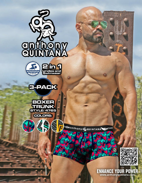 AQ4765 Men's AQ SexyTrunk Men's Hybrid Collection Boxer Briefs Trunk-up Hot Pants – 3-Pack