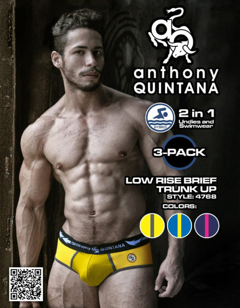 Anthony Quintana Men's Hybrid 2-in-1 Briefs & Swimwear Briefs – Premium 3-Pack Enhancing Pouch AQ4768