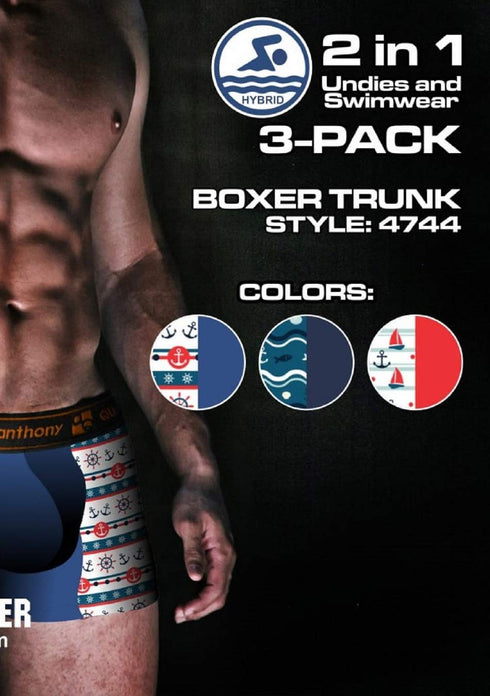 Men's AQ Trunk Men's Hybrid Collection Boxer Briefs Trunk-up Hot Pants – 3-Pack