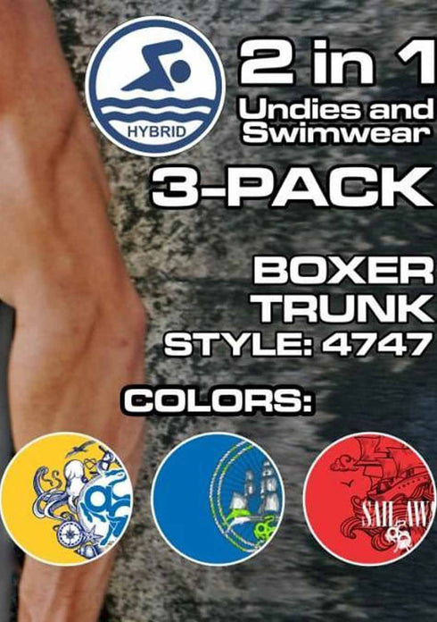 Men's AQ Trunk Men's Hybrid Collection Boxer Briefs Trunk-up Hot Pants – 3-Pack
