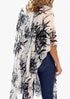 Women’s Chiffon Print Kaftan Tunic - Black on White Bamboo Leaf "Bali"