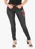 Women's AQ Embroidered Skinny Fit DARK BLUE Stretch Jean "Broadway Avenue"