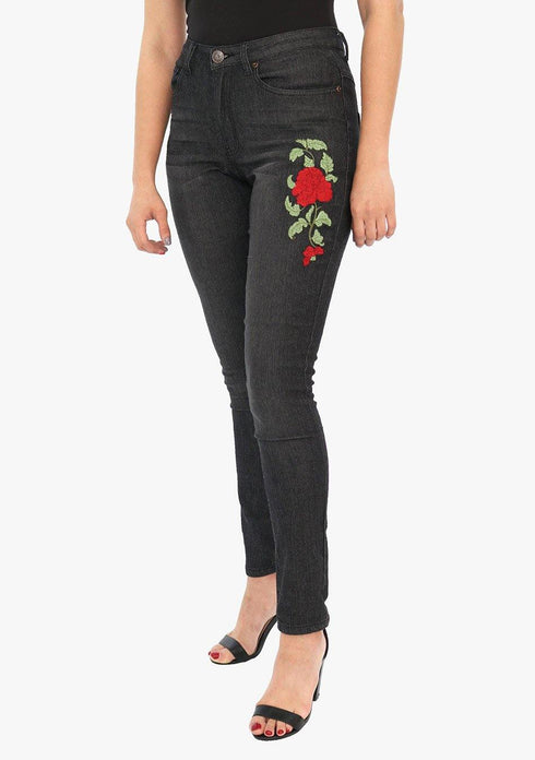 Women's AQ Embroidered Skinny Fit DARK BLUE Stretch Jean "Broadway Avenue"