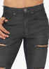 Men's AQ Ripped Skinny Fit Black Stretch Jean "Hamptons"
