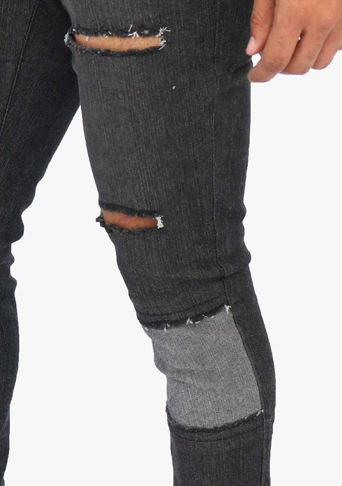 Men's AQ Ripped Skinny Fit Black Stretch Jean "Hamptons"